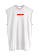 NOWUP NUTRITION Gym Rat Beyaz Erkek Sporcu Atleti – Oversize, %100 Pamuk
