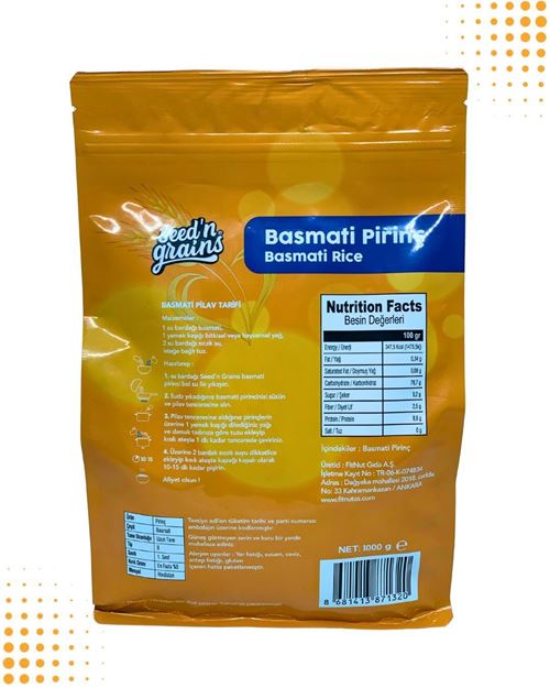 Seed'n Grains İthal Basmati Pirinç 1000g - Premium Kalite