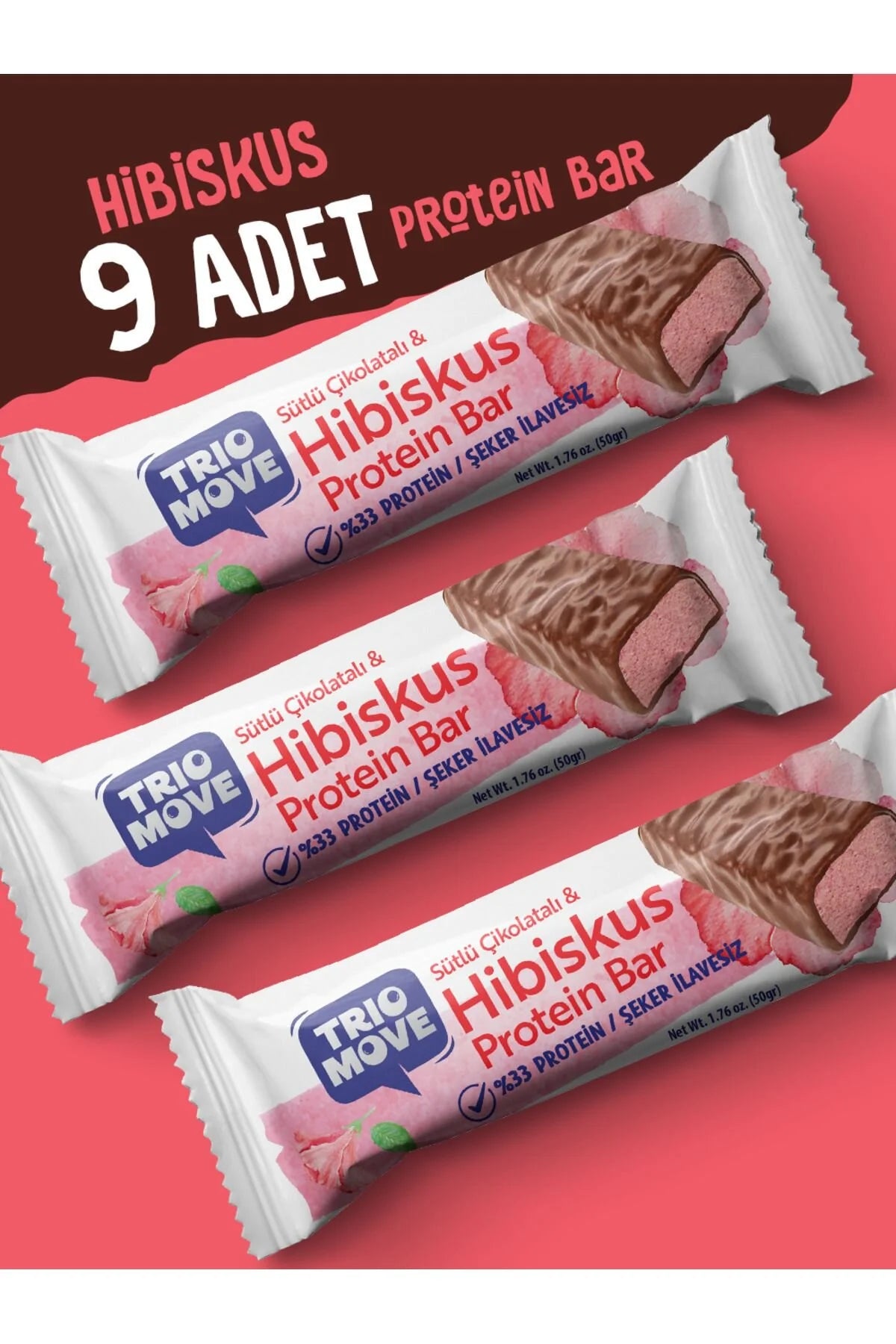 Trio Move %33 Protein Bar 9'lu Kutu - Hibiskus Aromalı Bar