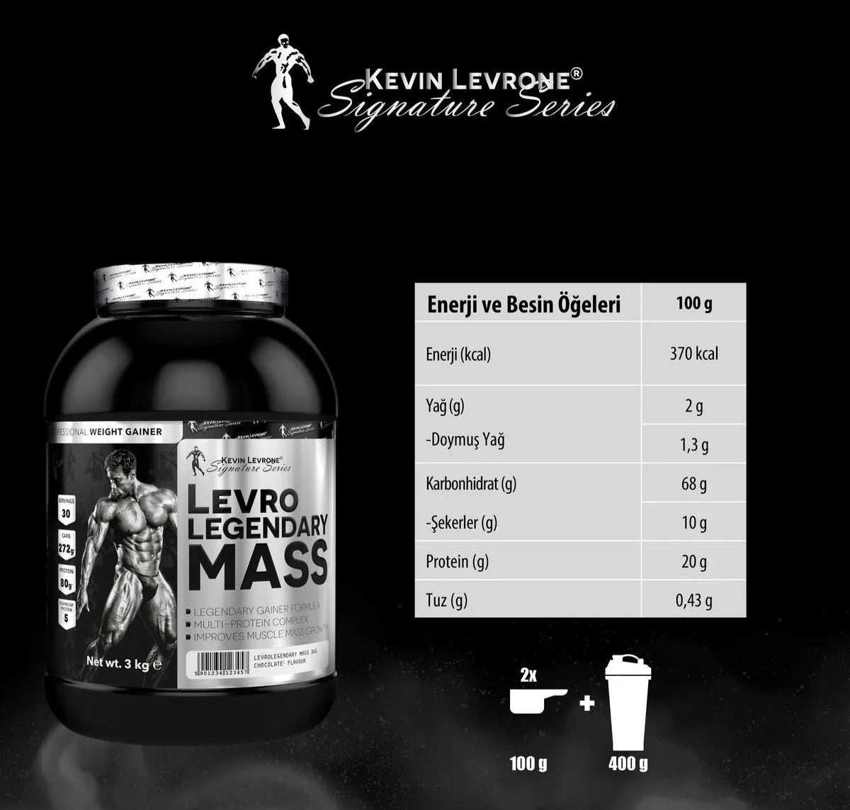 Kevin Levrone Legendary Mass Gainer Weight Gain 3kg Carbohydrate Powder