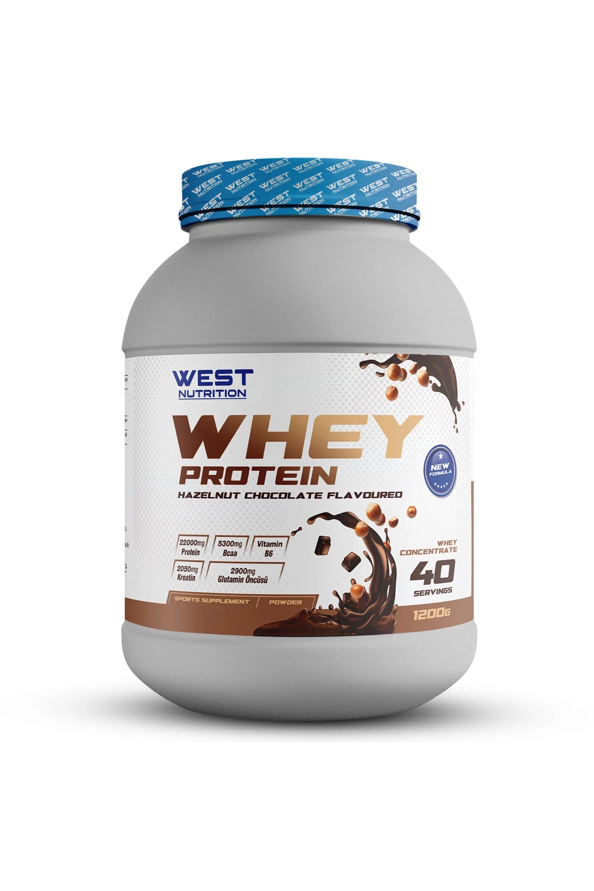 West Whey Protein Tozu 1200g - Çikolata ve Fındık Aromalı Ürün ana görseli