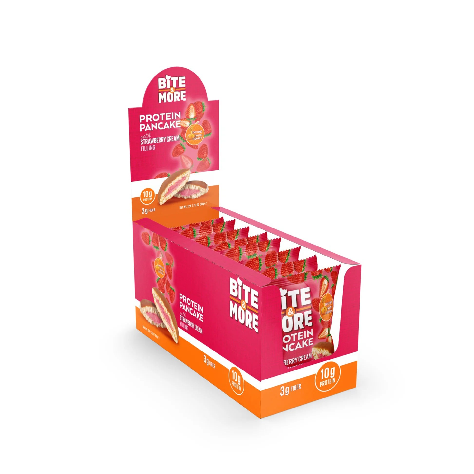 Bite &amp; More Protein Pancake 50g Strawberry Cream Pancake (Box of 12) Main image