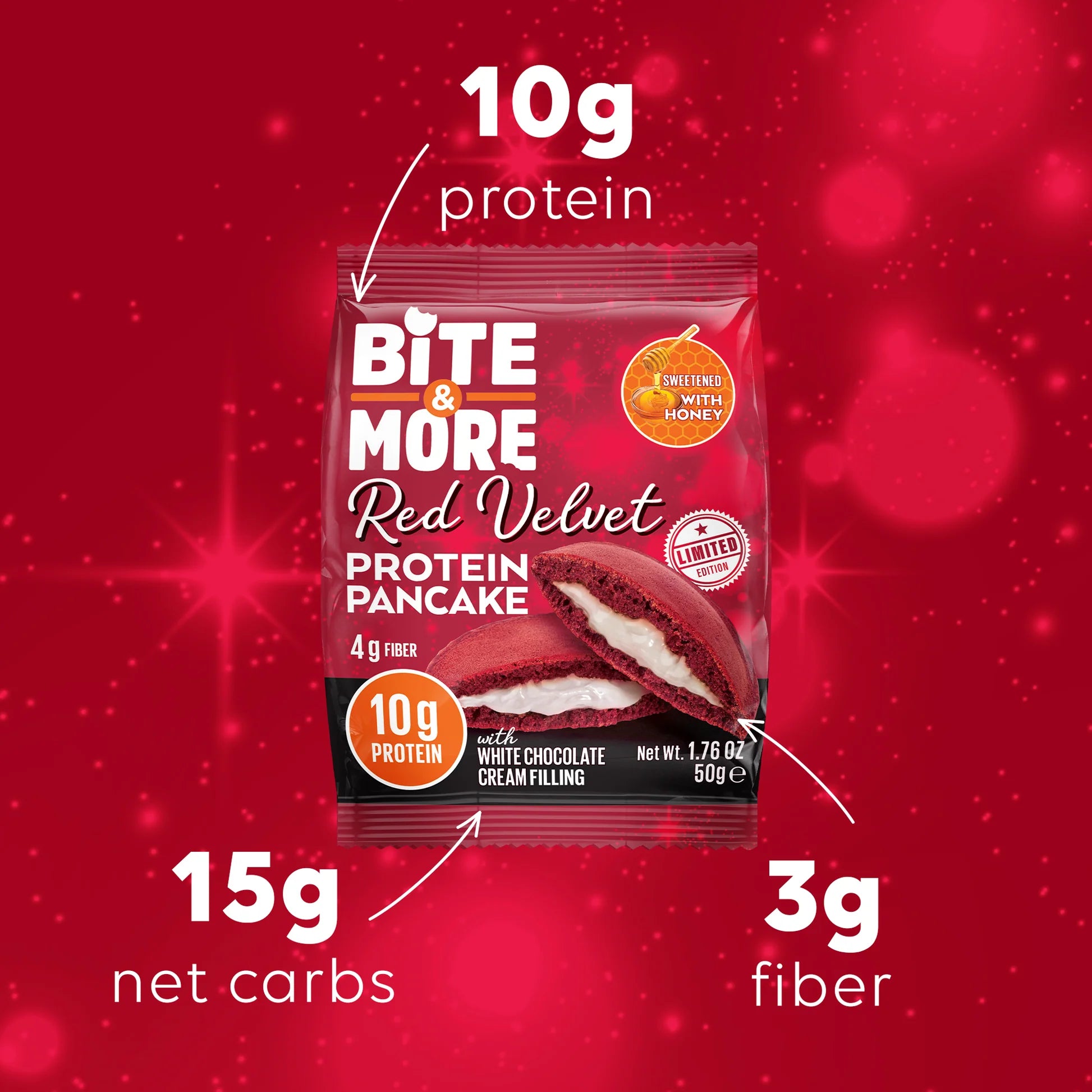 Bite & More Protein Pancake 50g Red Velvet Pankek (12li Kutu)