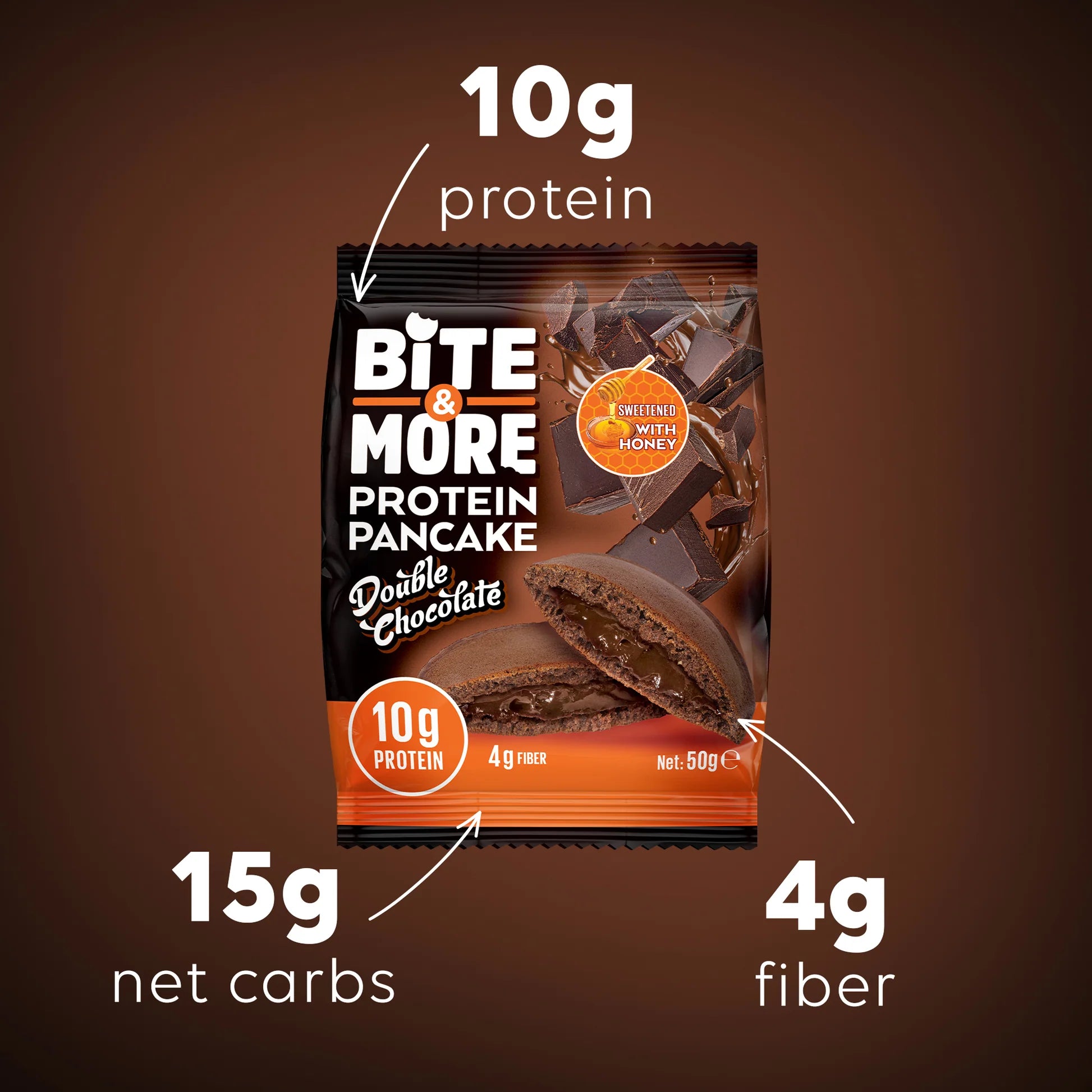 Bite & More Proteinli Pancake 50g Duble Çikolatalı Pankek (Tekli)