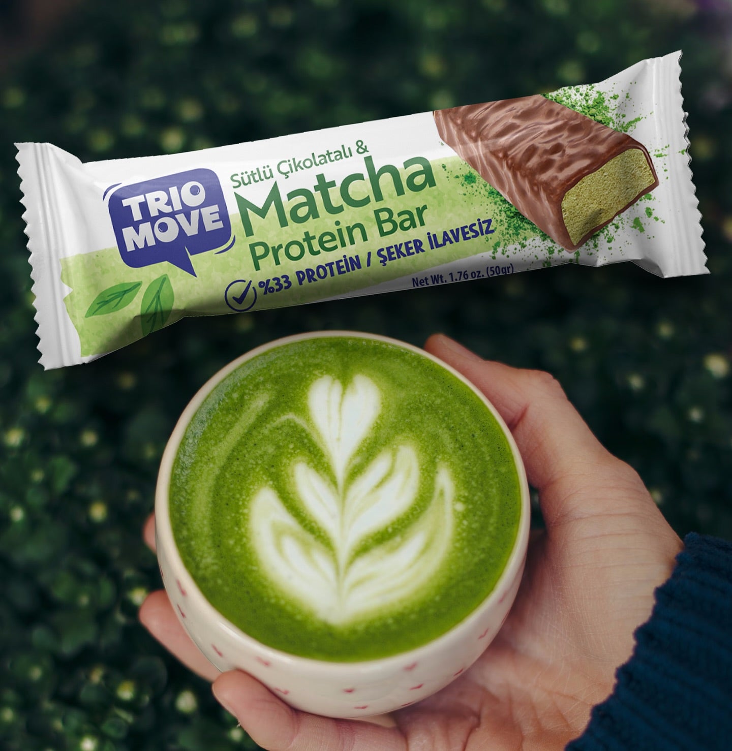 Trio Move %33 Protein Bar Matcha 50g - Yüksek Protein (Tekli)