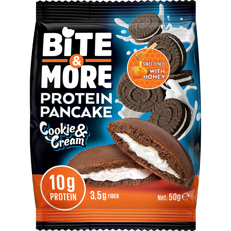 Bite and More Proteinli Kakao Pancake 50 Gram 1 Adet - Cookies and Cream (Tekli Pancake)