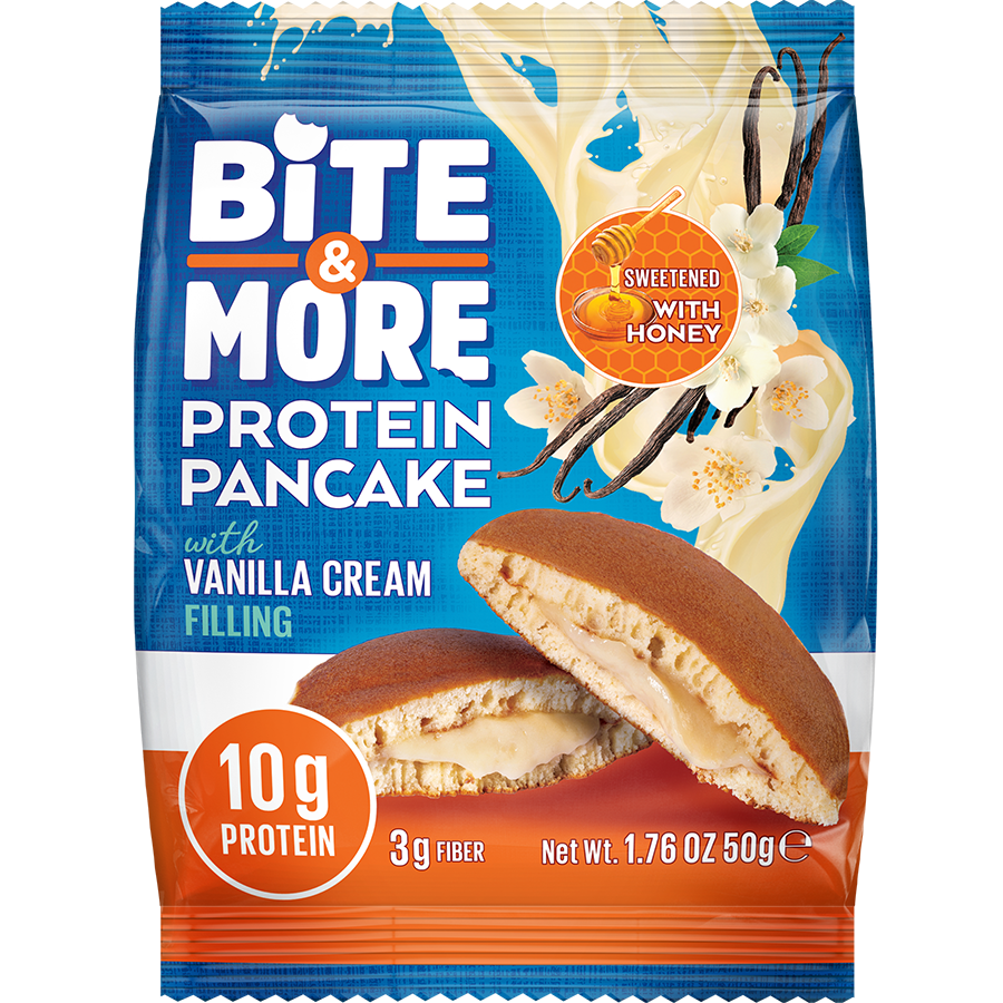 Bite &amp; More Protein Pancake 50g Vanilla Cream Pancake (Box of 12) Secondary image