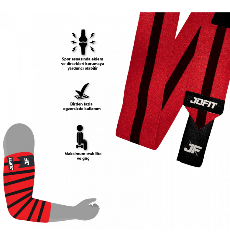 Jofit Elbow Wraps Dirsek Bandajı Kırmızı Siyah