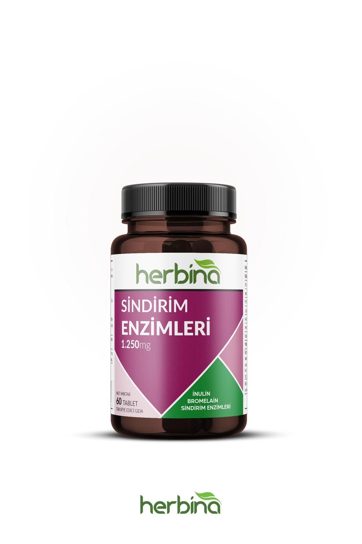 Herbina Sindirim Enzim Takviyesi 1250mg 60 Tablet (Bromelain - Lipaz - Proteaz)