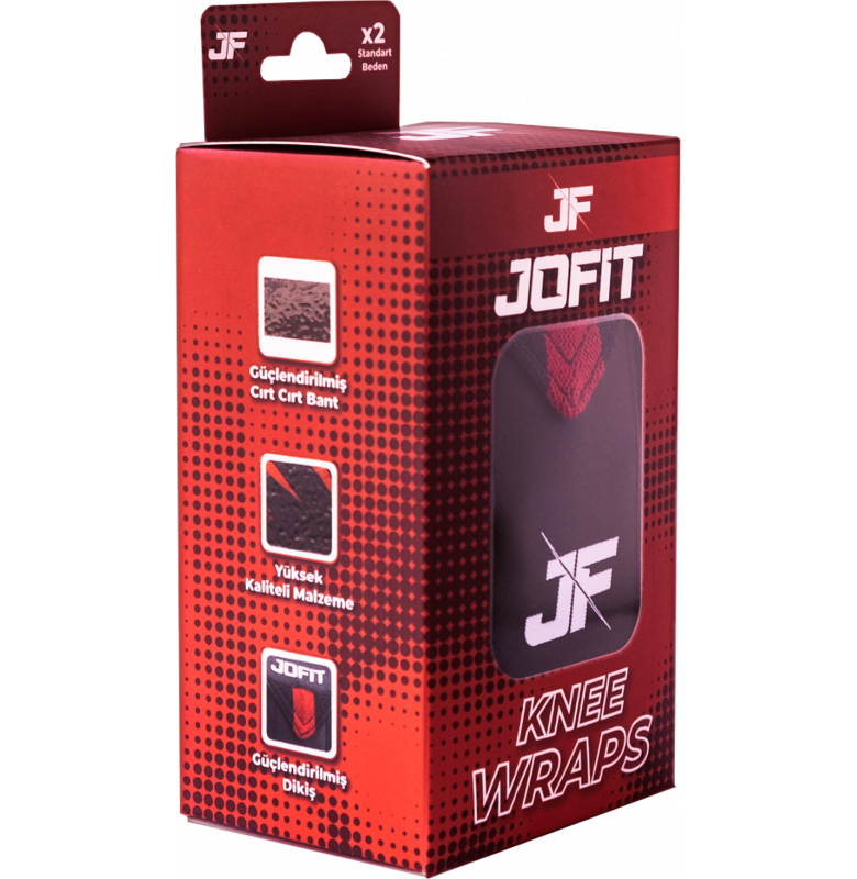 Jofit Knee Wraps Diz Bandajı Siyah Kırmızı