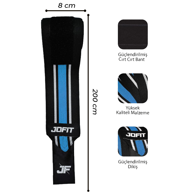 Jofit Knee Wraps Diz Bandajı Siyah Mavi