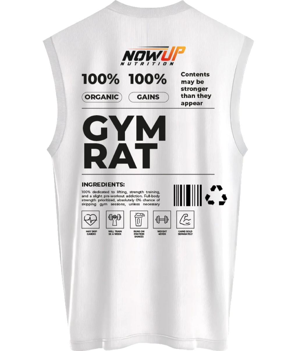 NOWUP NUTRITION Men's Oversize Sports Undershirt Cotton - White Gym Rat