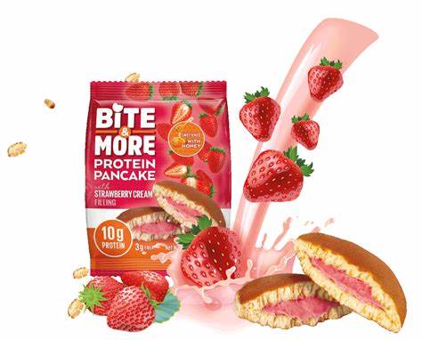 Bite &amp; More Protein Pancake 50g Strawberry Pancake (Single) Secondary image