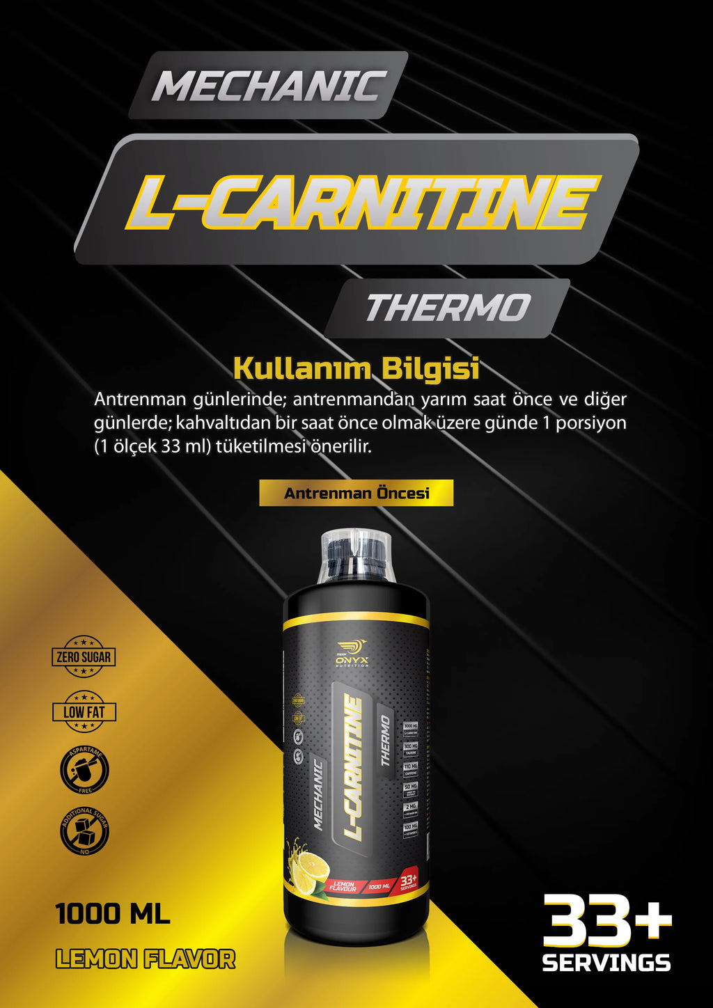 ONYX Sıvı L-Carnitine Thermo 1000ml Limon Aromalı Karnitin