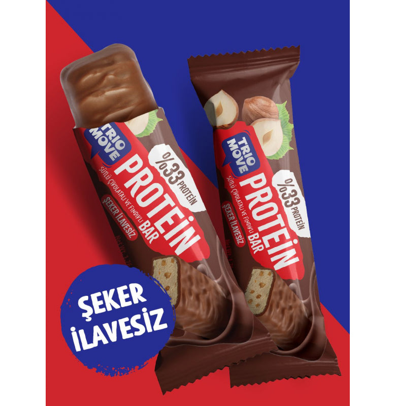 Trio Move %33 Protein Bar Parçacıklı Fındık 50g - Yüksek Protein (Tekli)
