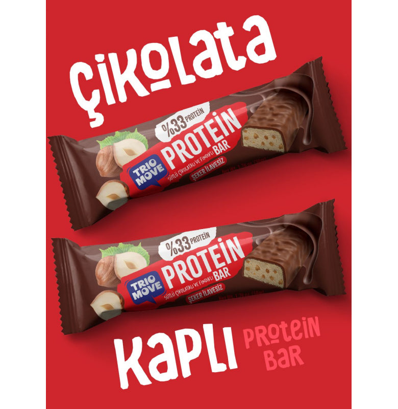 Trio Move %33 Protein Bar Parçacıklı Fındık 50g - Yüksek Protein (Tekli)
