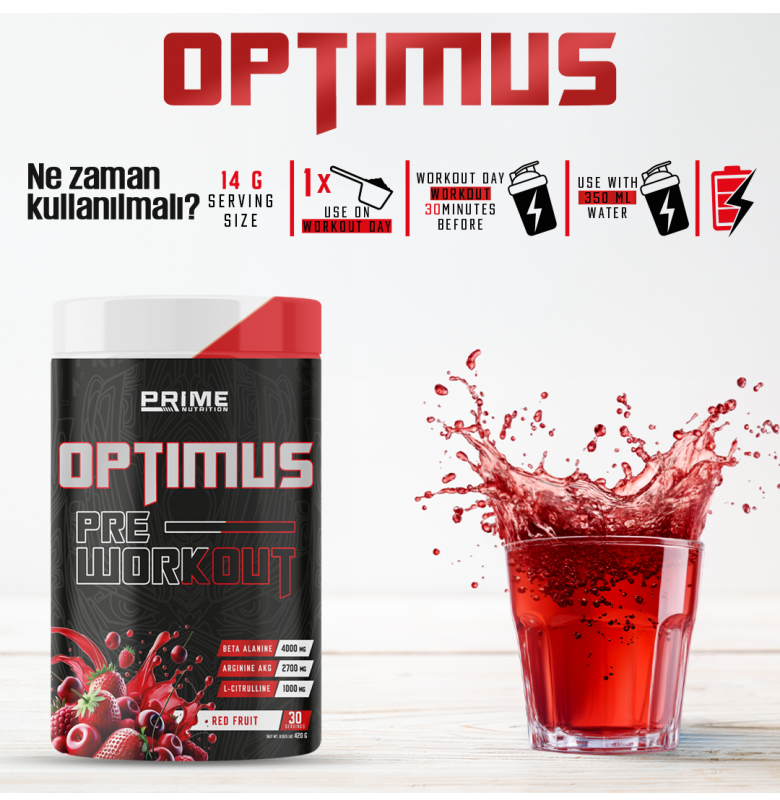 Prime Nutrition Optimus Pre-Workout 420g - Red Fruit Enerji