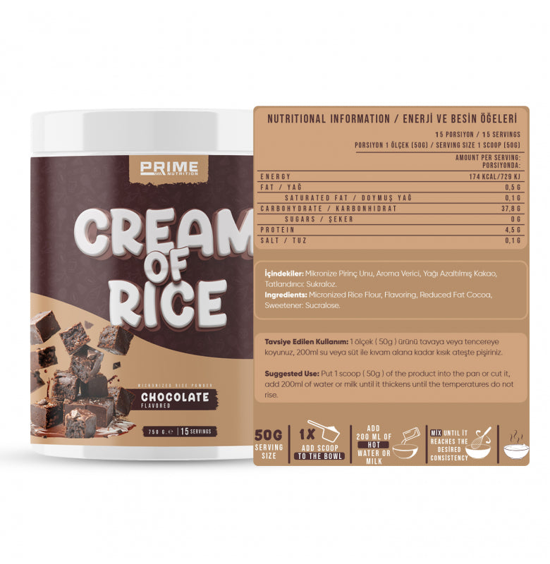 Prime Nutrition Cream of Rice/Pirinç Kreması 750g Çikolata Aromalı