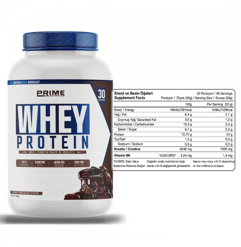 Prime Nutrition Whey Protein™ Double Chocolate 2310g - Çikolata Aromalı Protein Tozu