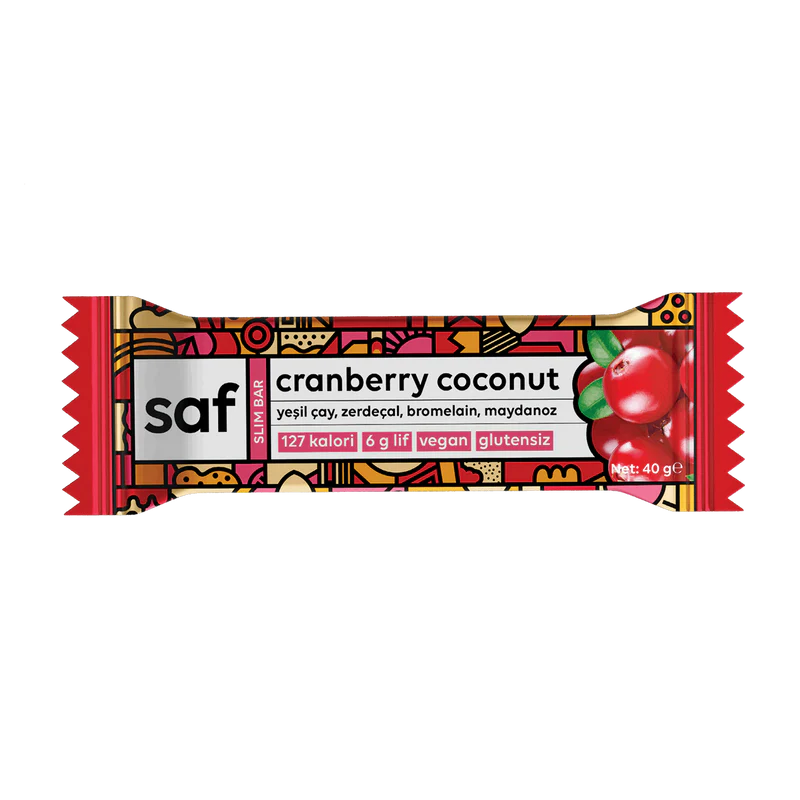SAF Nutrition Cranberry Coconut Slim Bar 40g x 1 adet (Tekli)