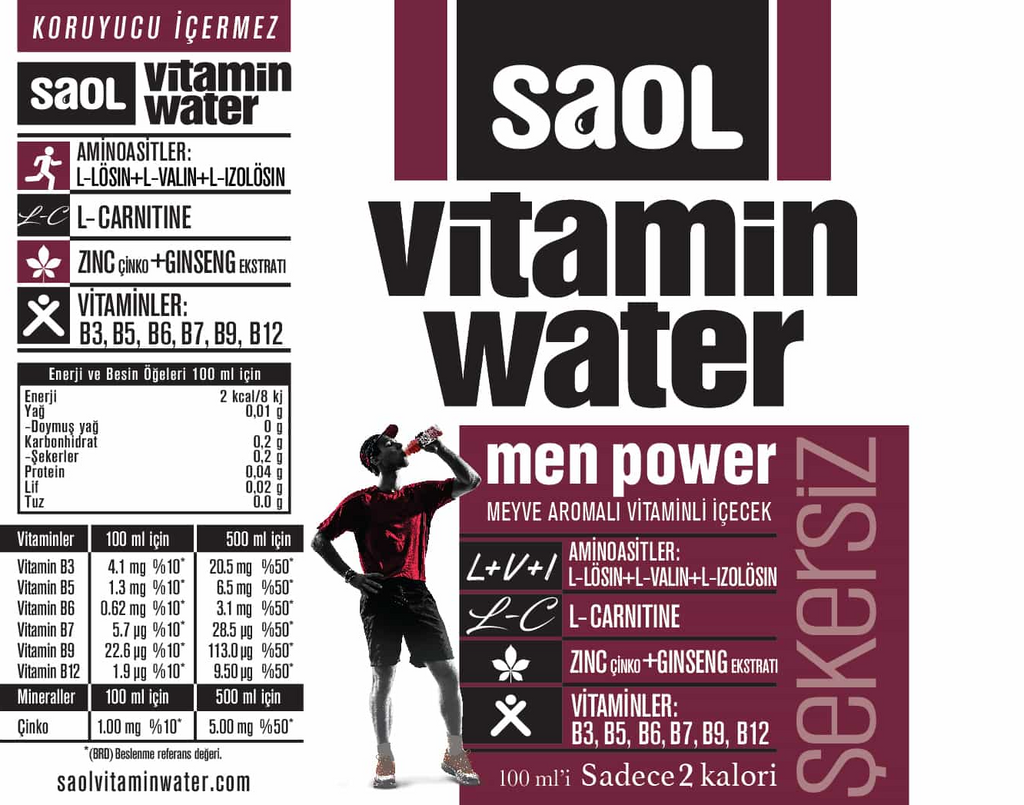 SAOL Vitamin Water Men Power 500ml - Erkeklere Özel Formül