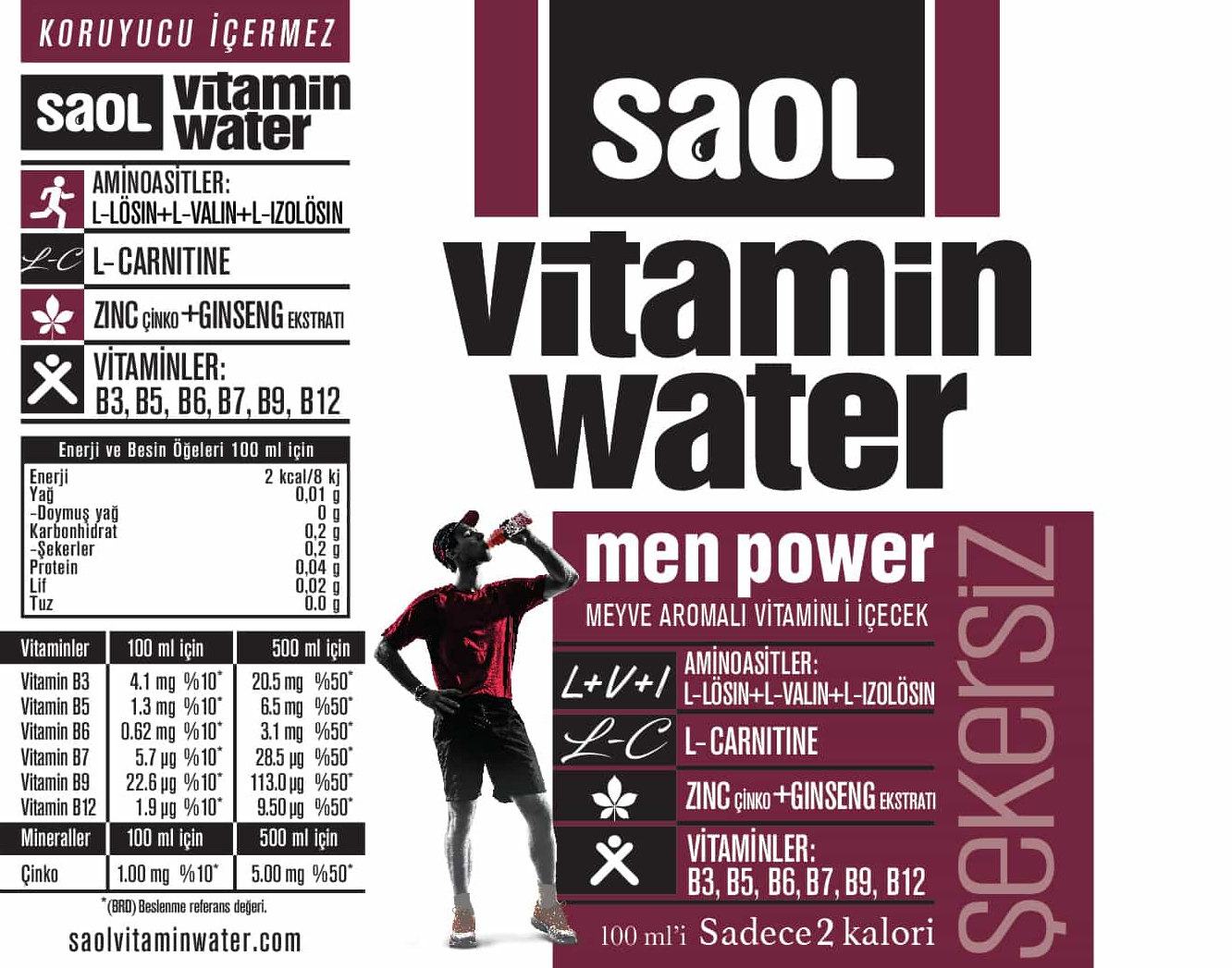 SAOL Vitamin Water Men Power 500ml - Erkeklere Özel Formül