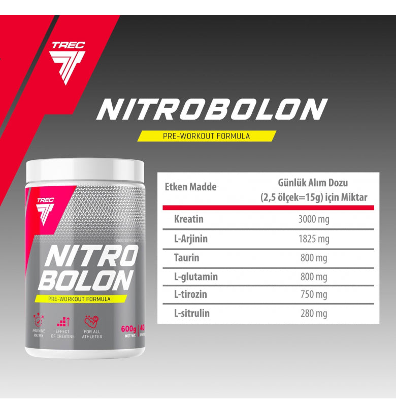 Trec Nutrition Nitrobolone Pre-Workout 600g Tropical Fruit Flavor Secondary image