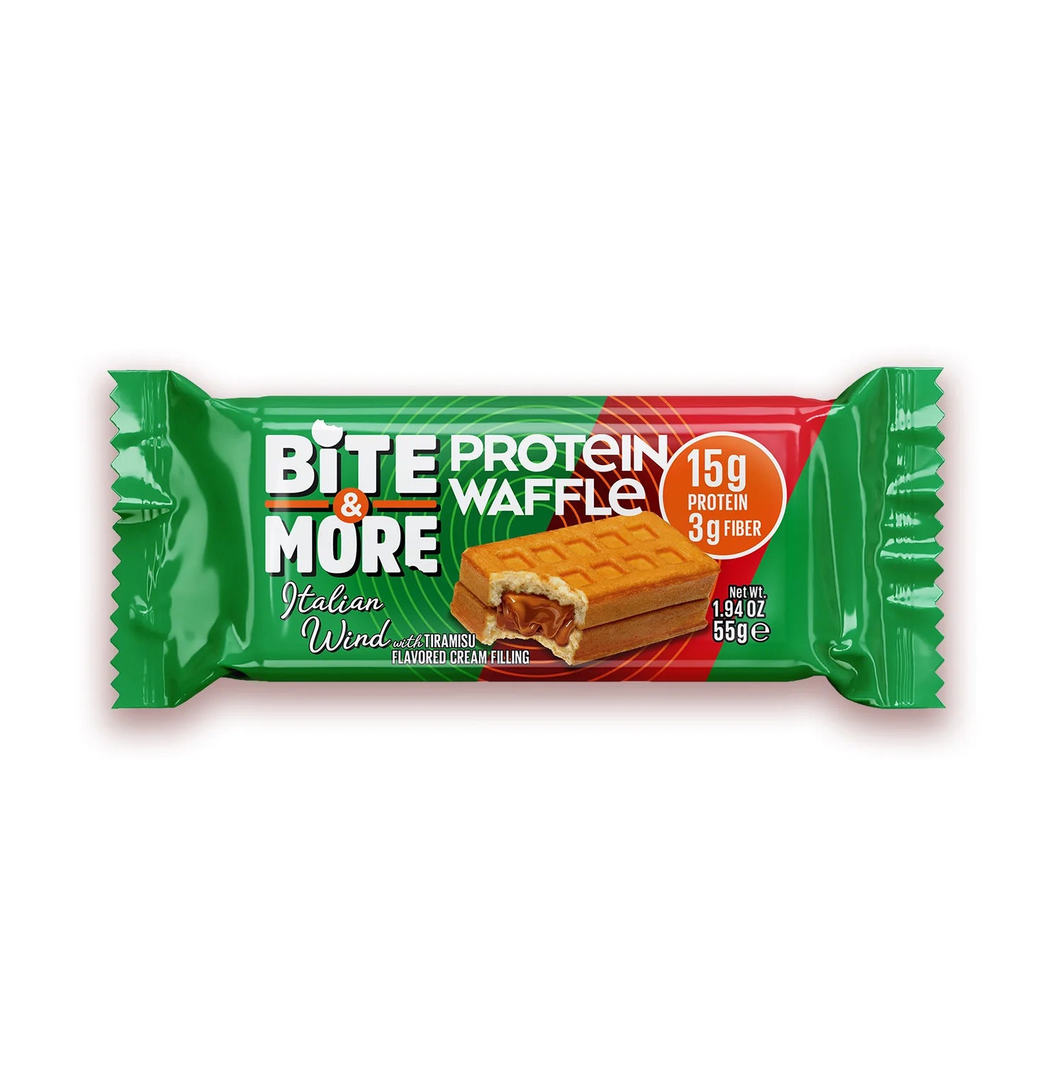 Bite & More Italian Wind Protein Waffle 55g - Tiramisu Aromalı (Tekli)