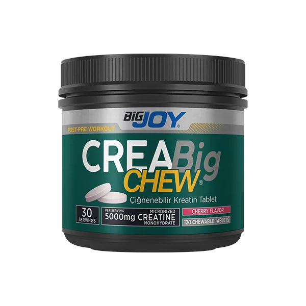 Bigjoy CreaBig Chew – Çiğnenebilir Kreatin 5000 mg (120 Tablet, Vişne Aromalı)