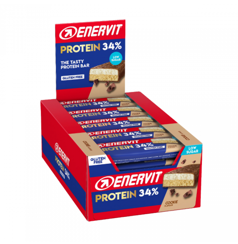 Enervit Low Sugar 34% Protein Bar 55g Cookie Flavored (Box of 25) Main image