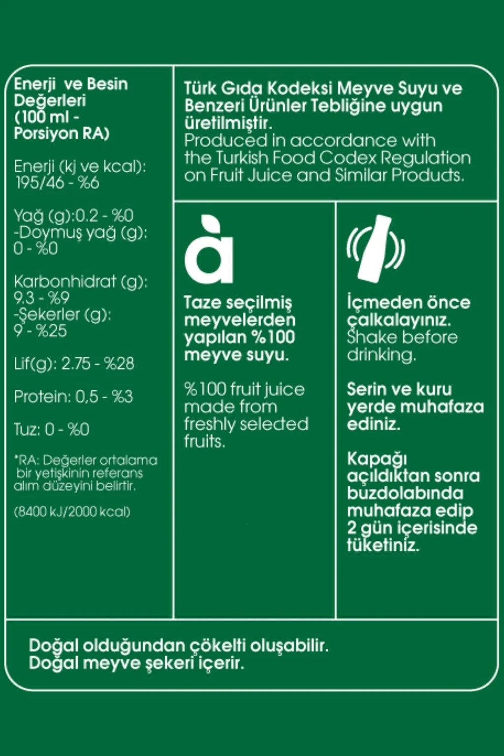 Flavz %100 Doğal Kayısı Meyve Suyu - 250ml Cam Şişe