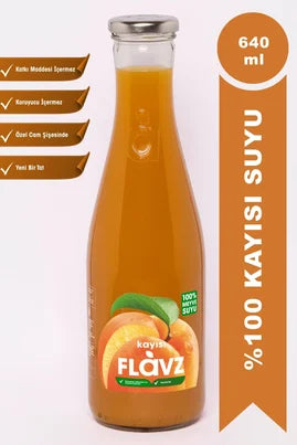 Flavz 100% Natural Apricot Fruit Juice - 640ml Glass Bottle Main image