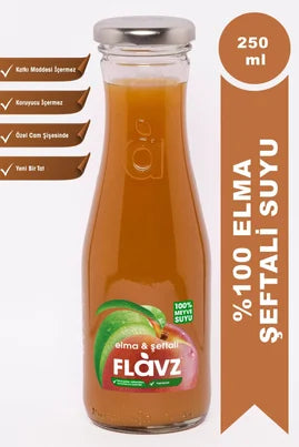 Flavz %100 Doğal Şeftali & Elma Meyve Suyu - 250ml Cam Şişe