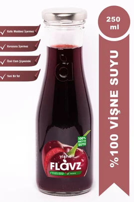 Flavz 100% Natural Cherry Juice - 250 ml Glass Bottle Main image