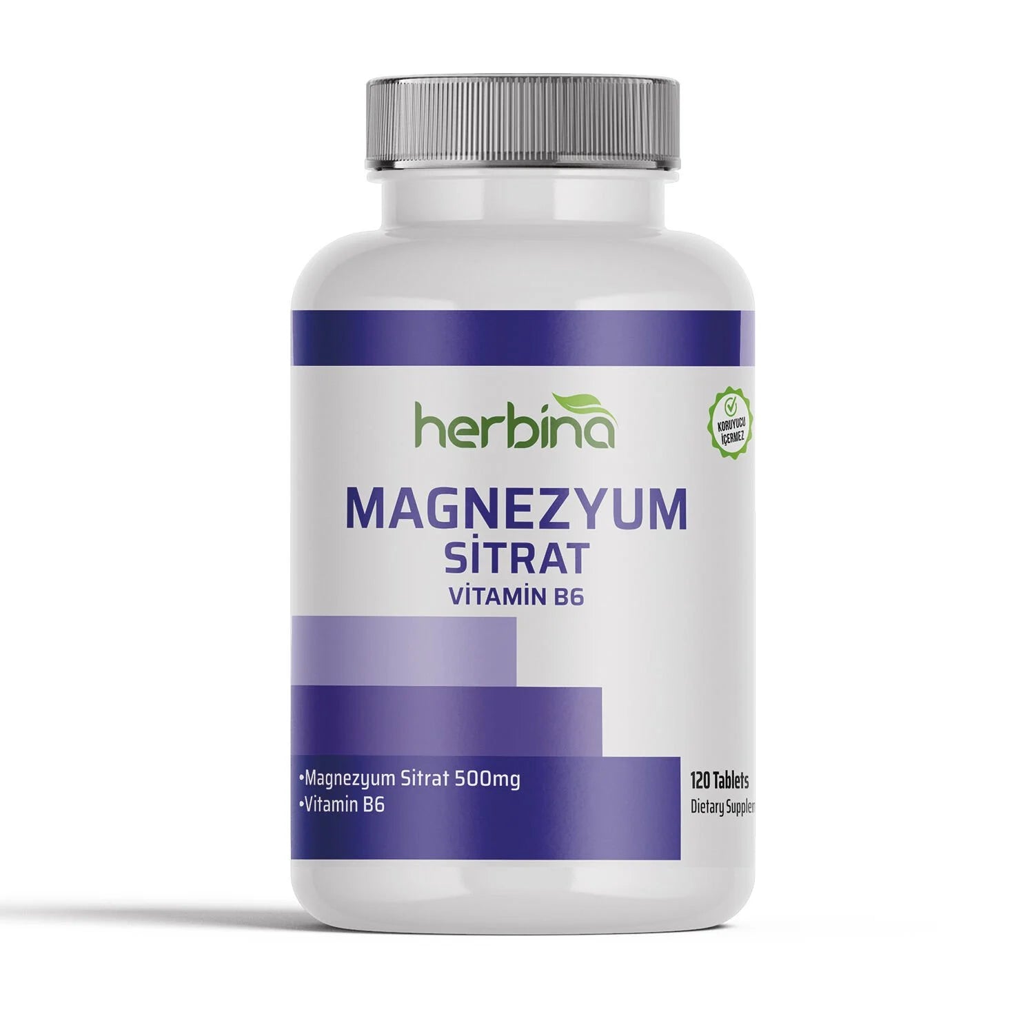 Herbina Magnezyum Sitrat +Vit B6 500 mg 120 Tablet