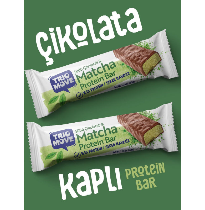 Trio Move %33 Protein Bar Matcha 50g - Yüksek Protein (Tekli)