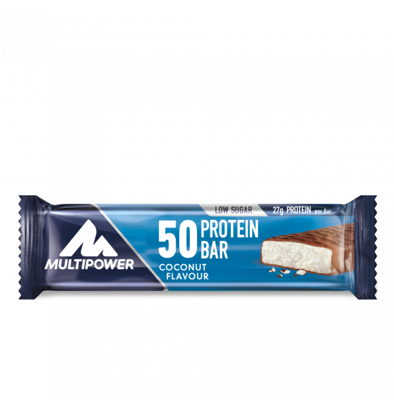 Multipower 50% Protein Bar 50 grams x 20 Pieces – Coconut &amp; Milk Chocolate Secondary image