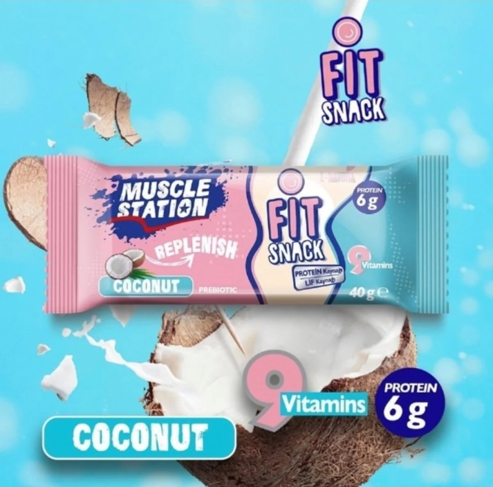 Musclestation Fit Snack Coconut - Protein ve Vitamin İlaveli Bar