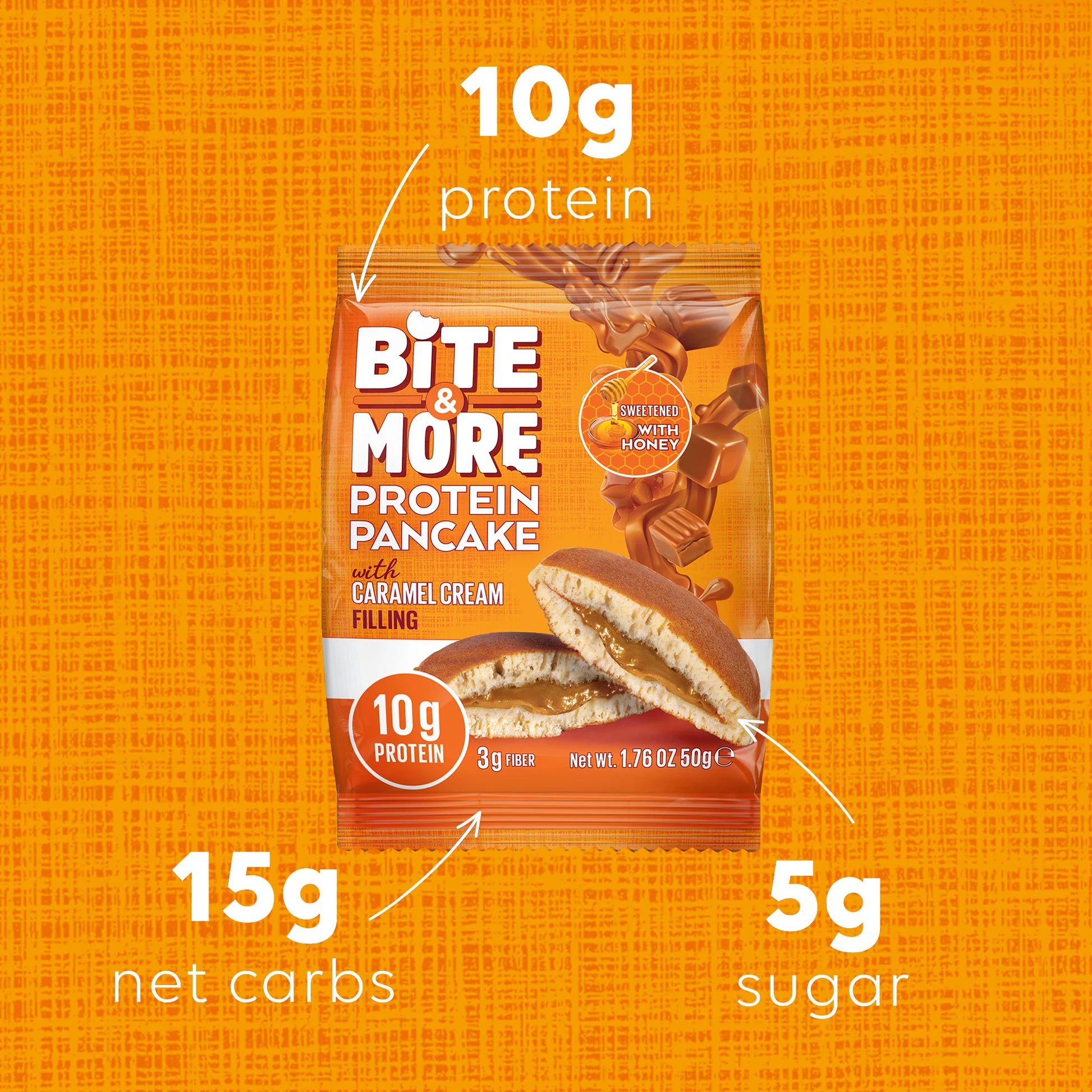 Bite & More Proteinli Pancake 50g Karamel Kremalı Pankek(Tekli)