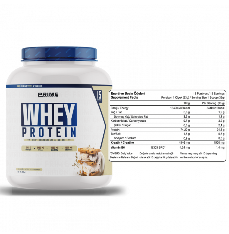 Prime Nutrition Whey Protein 495g Cookie Ice Cream Flavored Protein Powder Secondary image