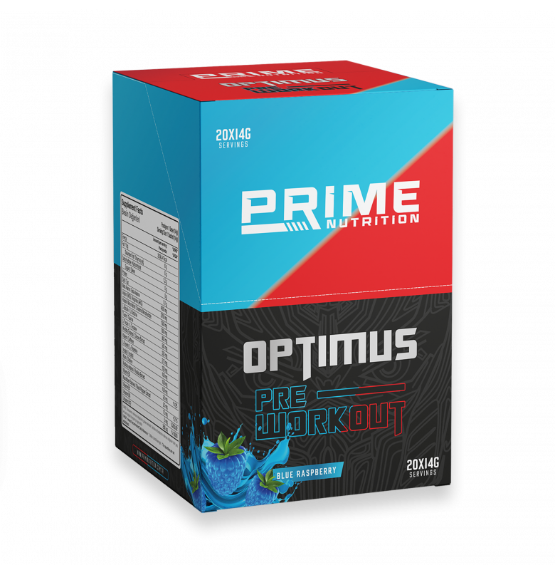 Prime Nutrition Optimus Pre-Workout 14g Raspberry Flavor (Box of 24) Main image