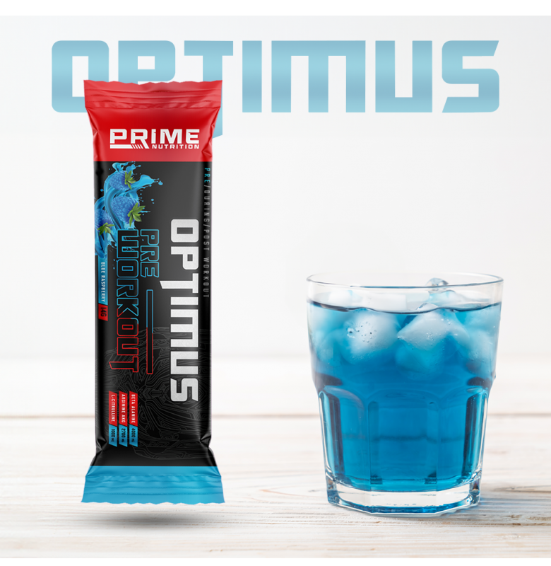 Prime Nutrition Optimus Pre-Workout 14g Powder Sachet Raspberry Flavor Secondary image