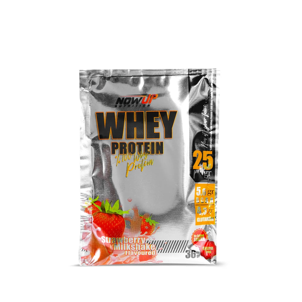 NOWUP NUTRITION 100% Whey Protein Powder 36g Strawberry Sachet Main image