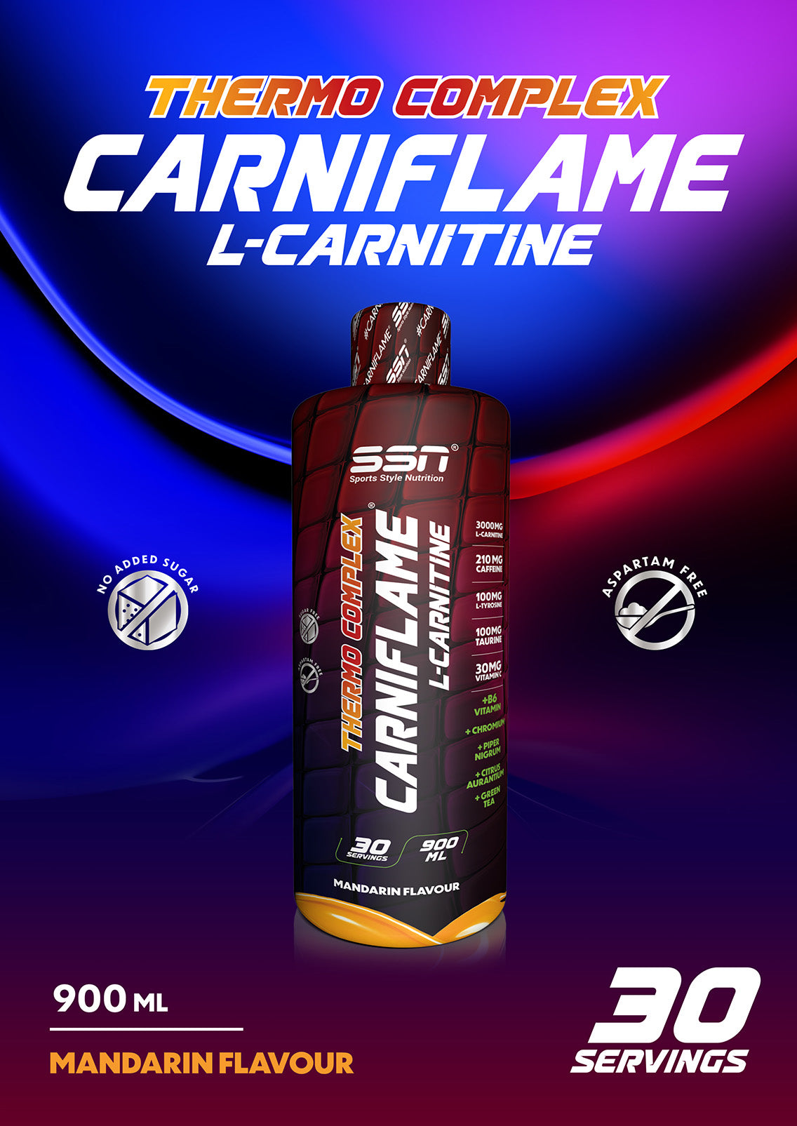 SSN Carniflame 3000mg L-Carnitine 900ml Tangerine Flavored Carnitine Secondary image