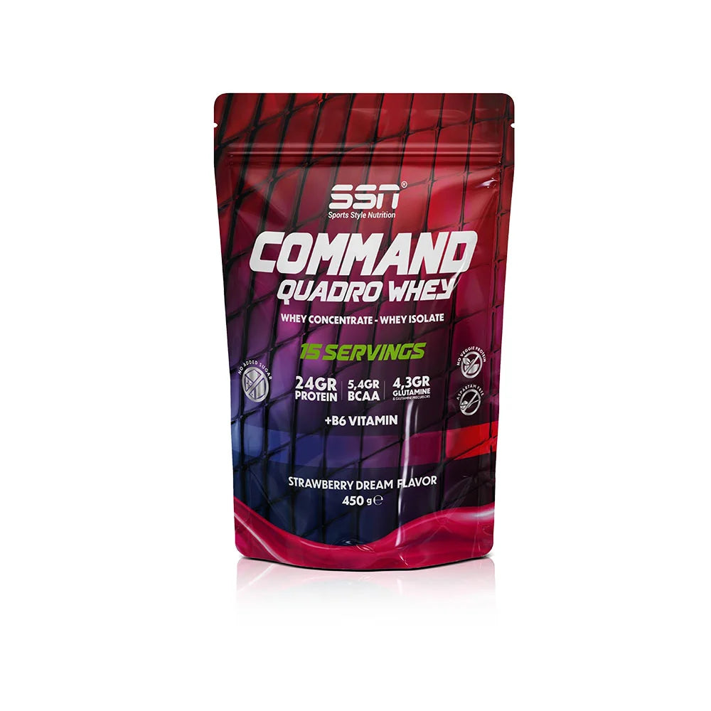 SSN Command Quadro Whey 450g - Strawberry Flavored Protein Powder (Doypack) Main image