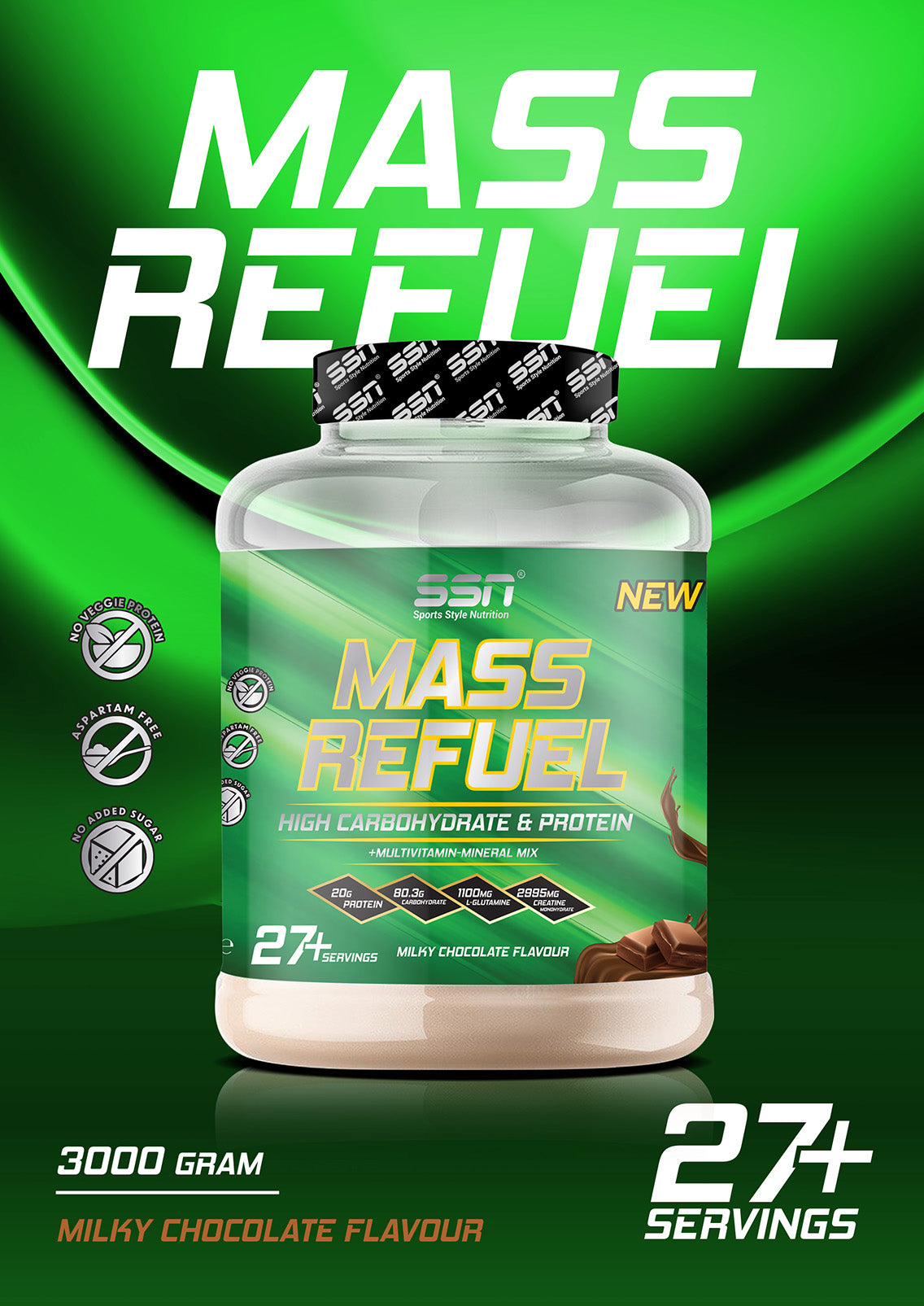 SSN Mass Refuel 3000g - Çikolatalı Karbonhidrat (Kilo Aldırıcı)