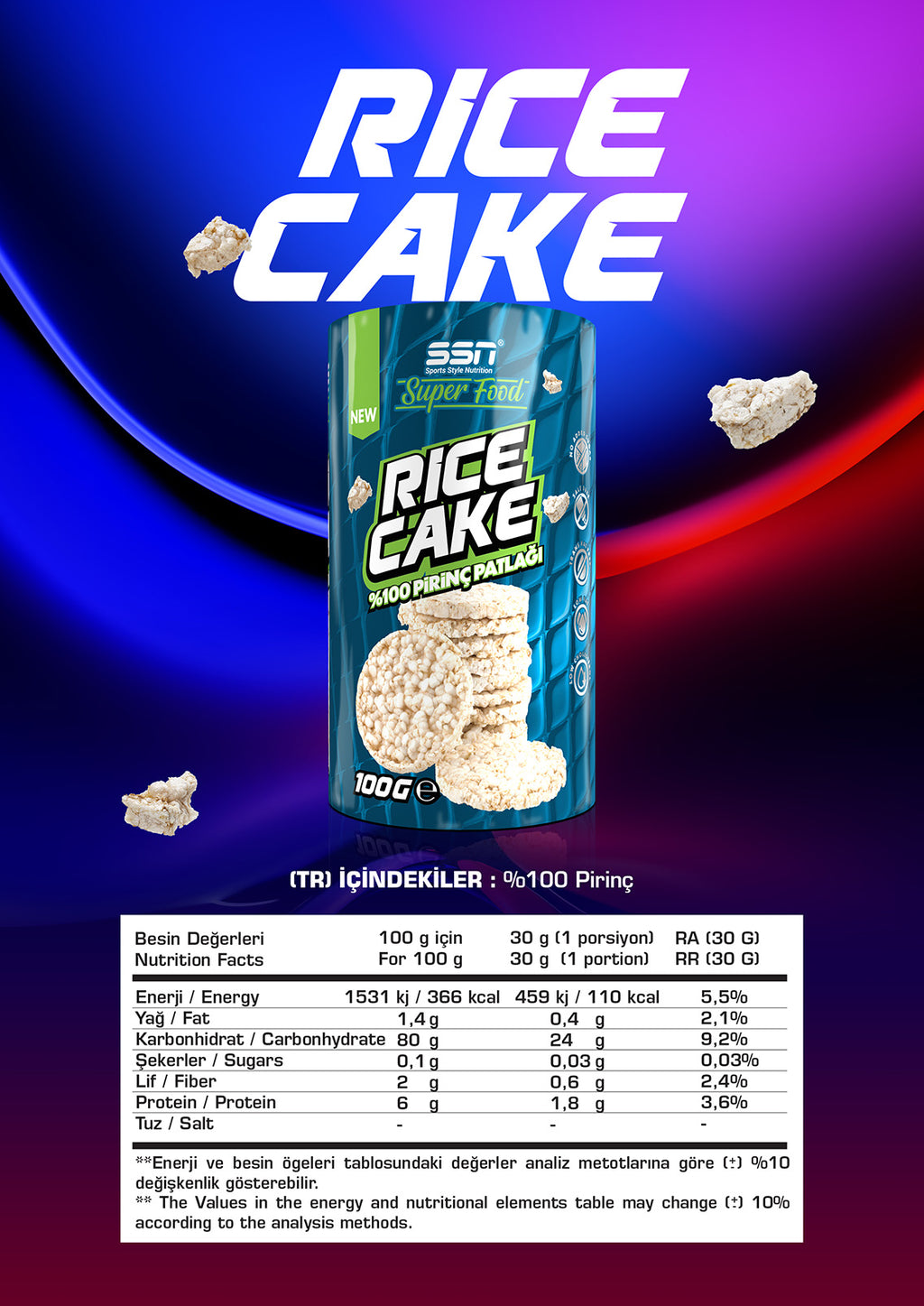 SSN Super Food Rice Cake 100g Pirinç Patlağı