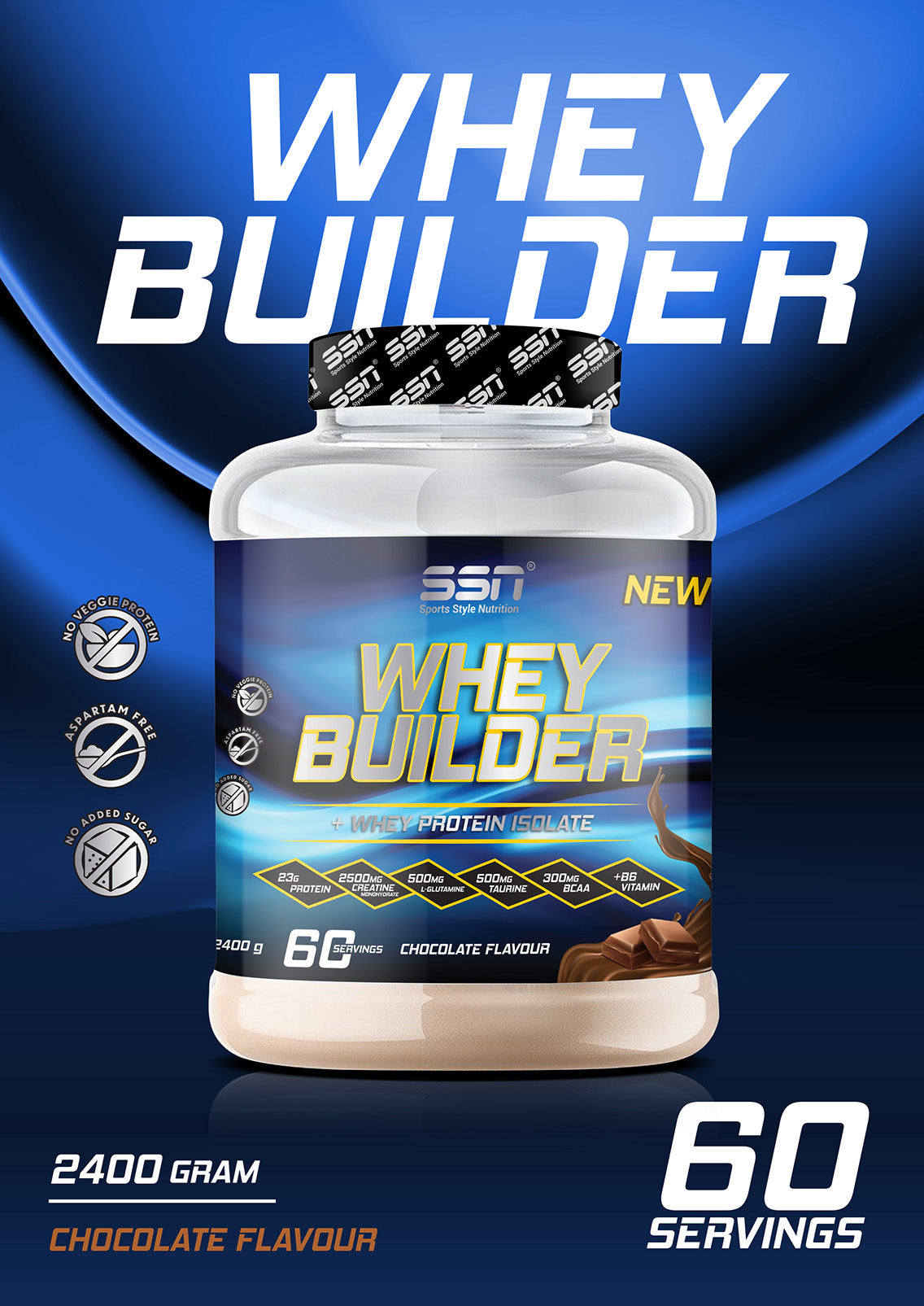 SSN Whey Builder 2400 Gr - Chocolate Flavored Protein Powder Secondary image