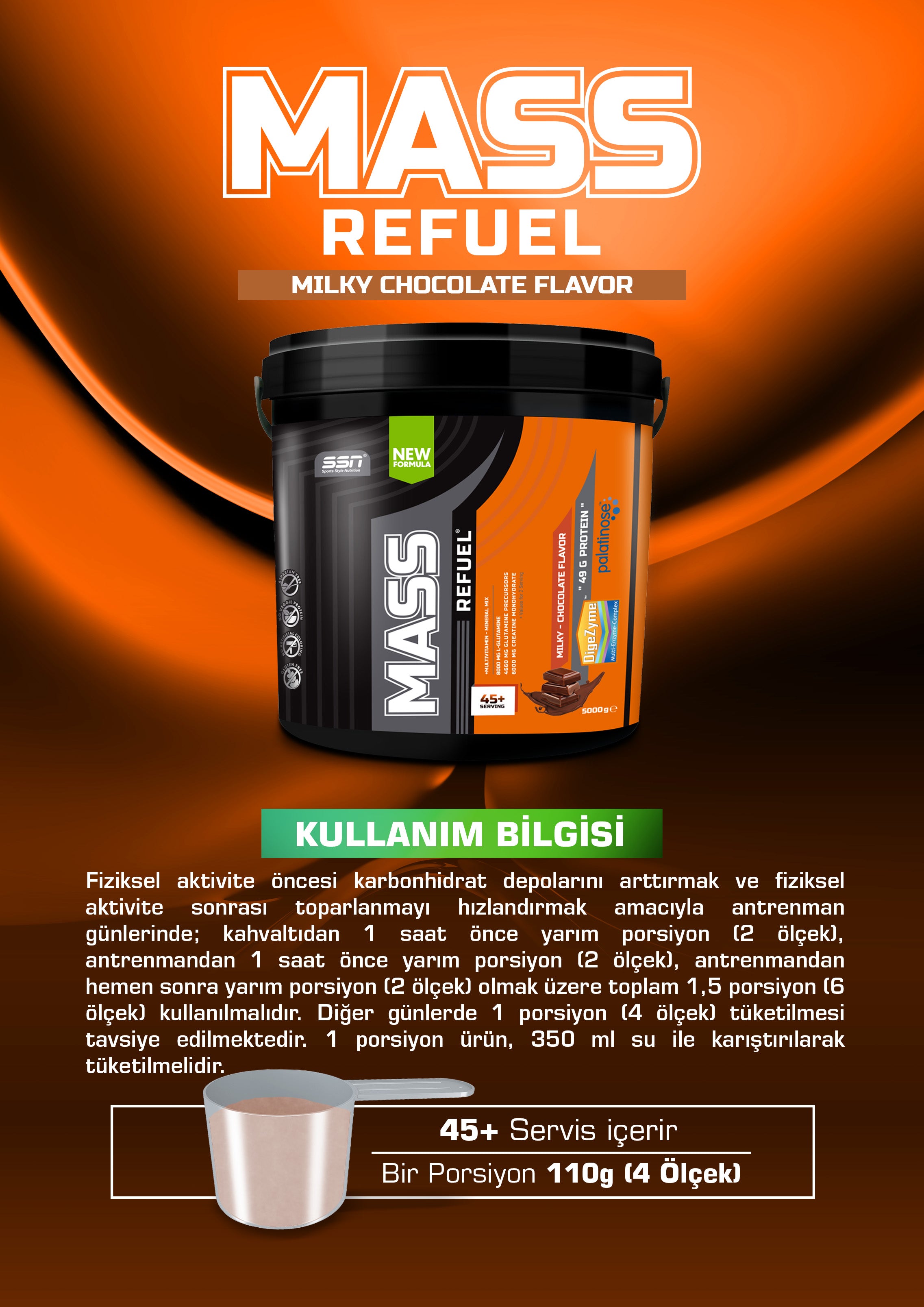 SSN Mass Refuel Karbonhidrat Tozu 5000g - (Çikolata)
