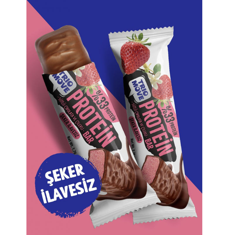 Trio Move %33 Protein Bar Çilek 50g - Yüksek Protein (Tekli)